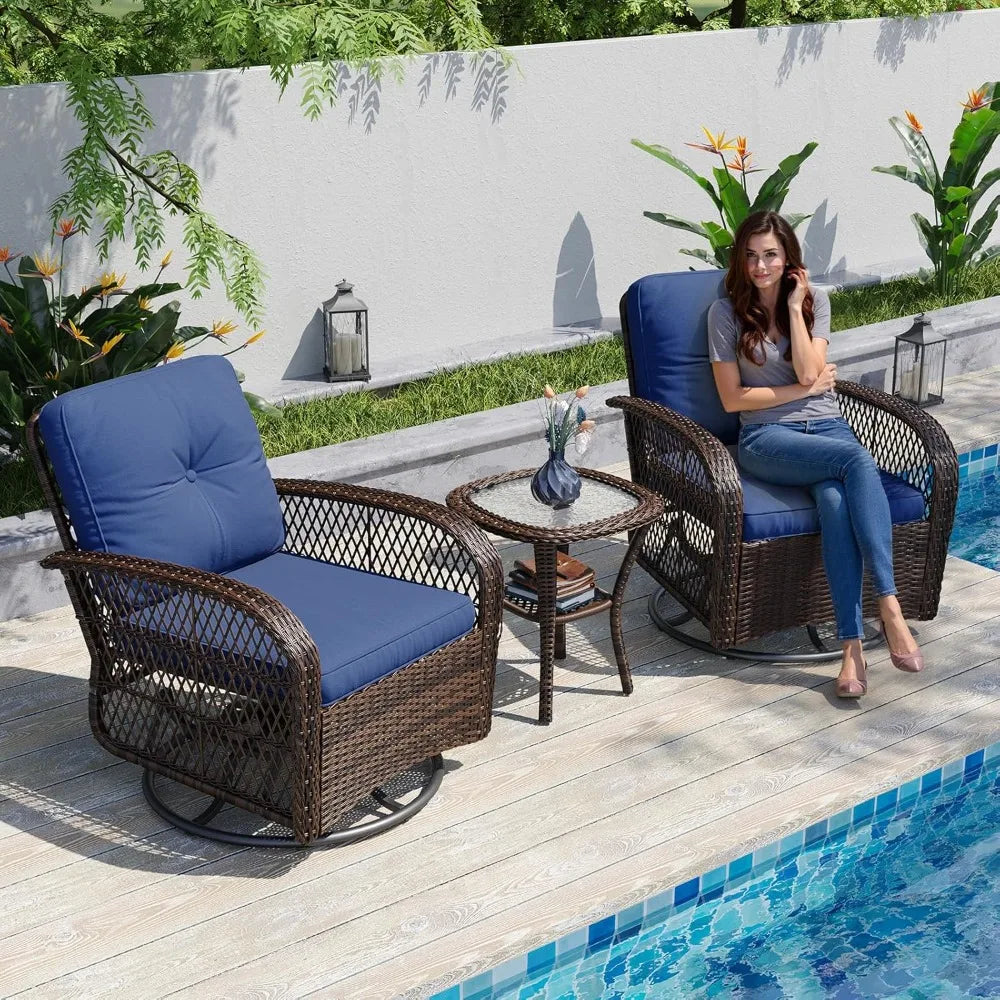 Outdoor Wicker Patio Furniture Set With Rocking Chairs