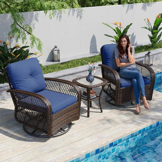 Outdoor Wicker Patio Furniture Set With Rocking Chairs