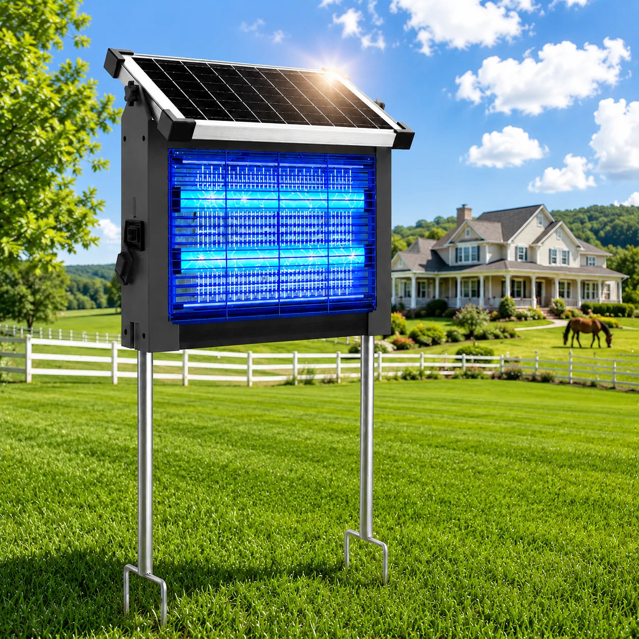 Solar Bug Zapper Outdoor 4500V Mosquito Killer Rechargeable