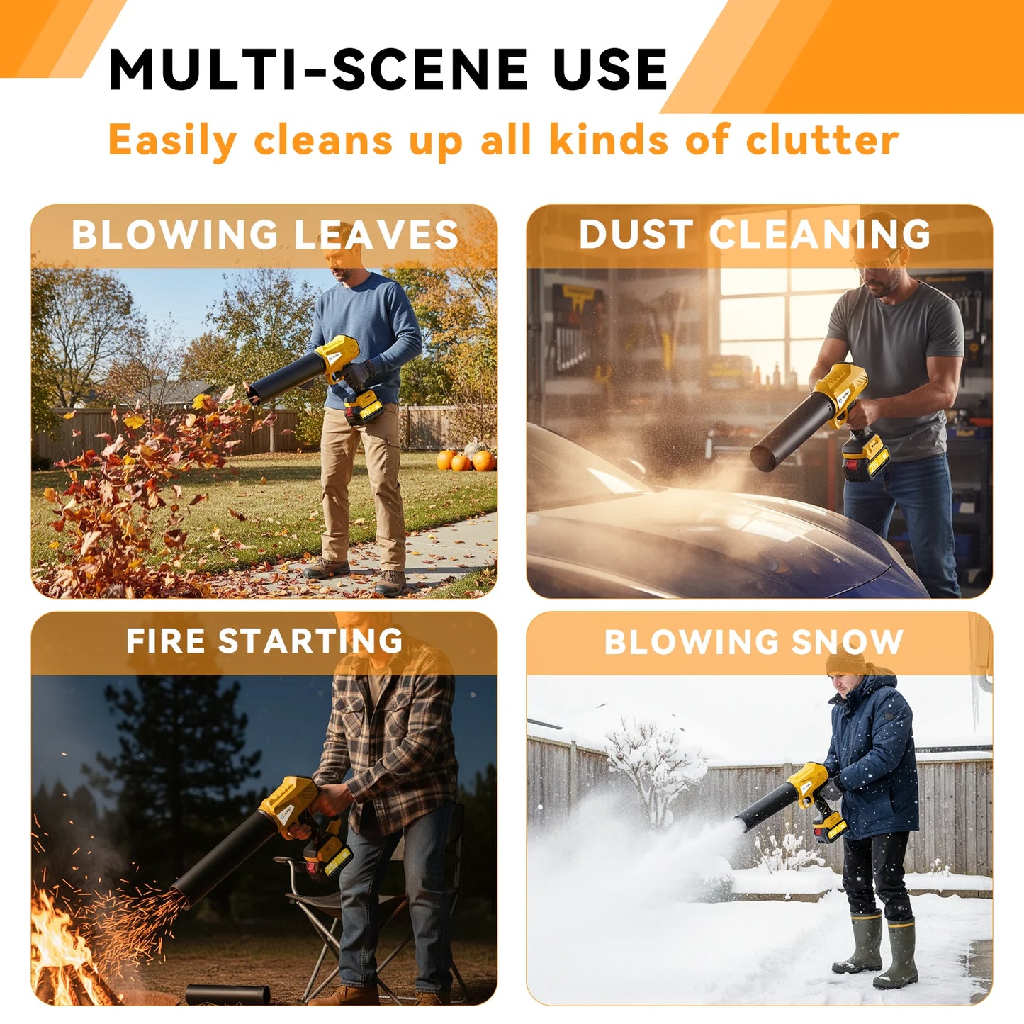 XYSD Cordless Leaf Blower With 2x4500mAh Batteries Turbo Jet Blower