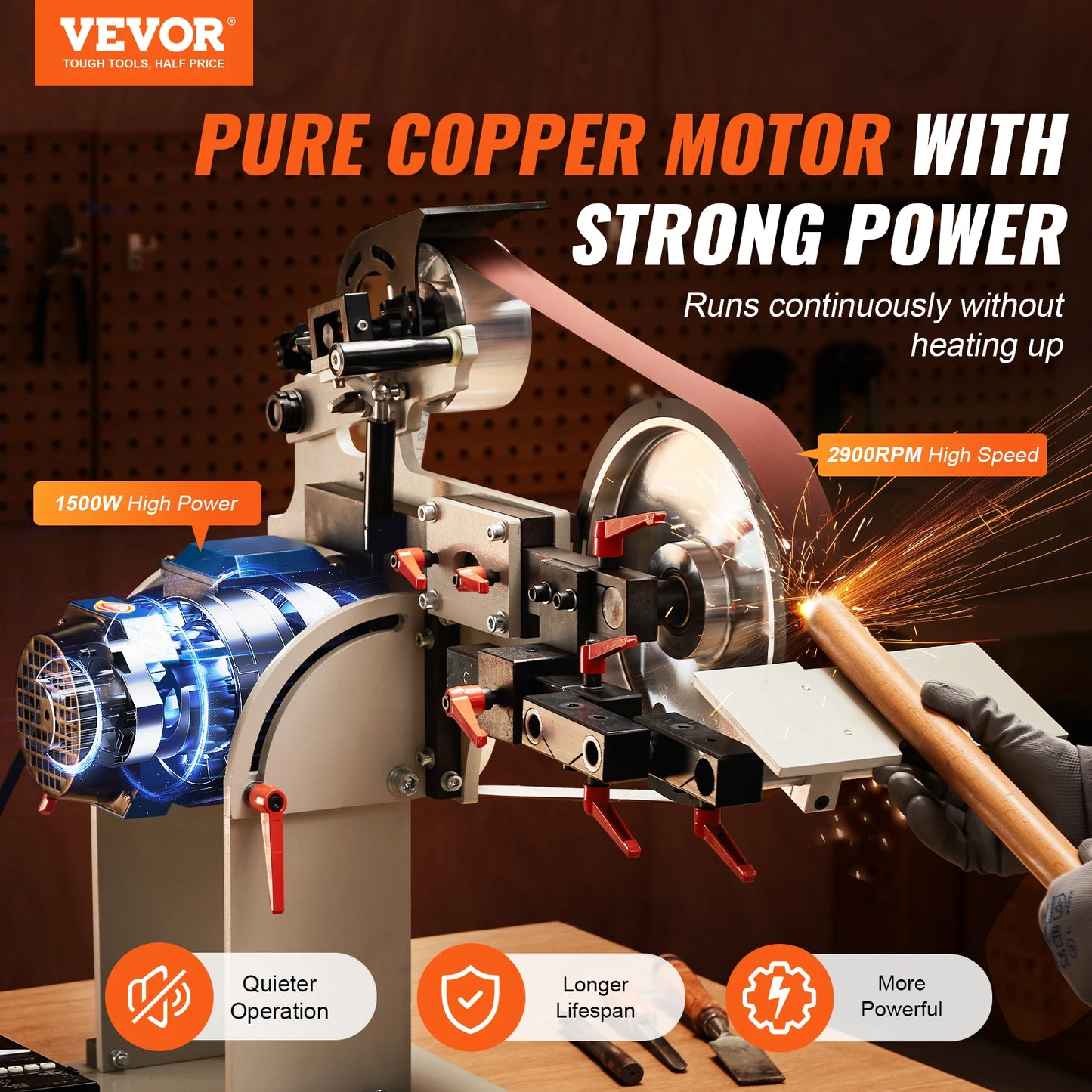 SucceBuy Belt Grinder Sander With Variable Speed VFD 1500W Knife Sharpener