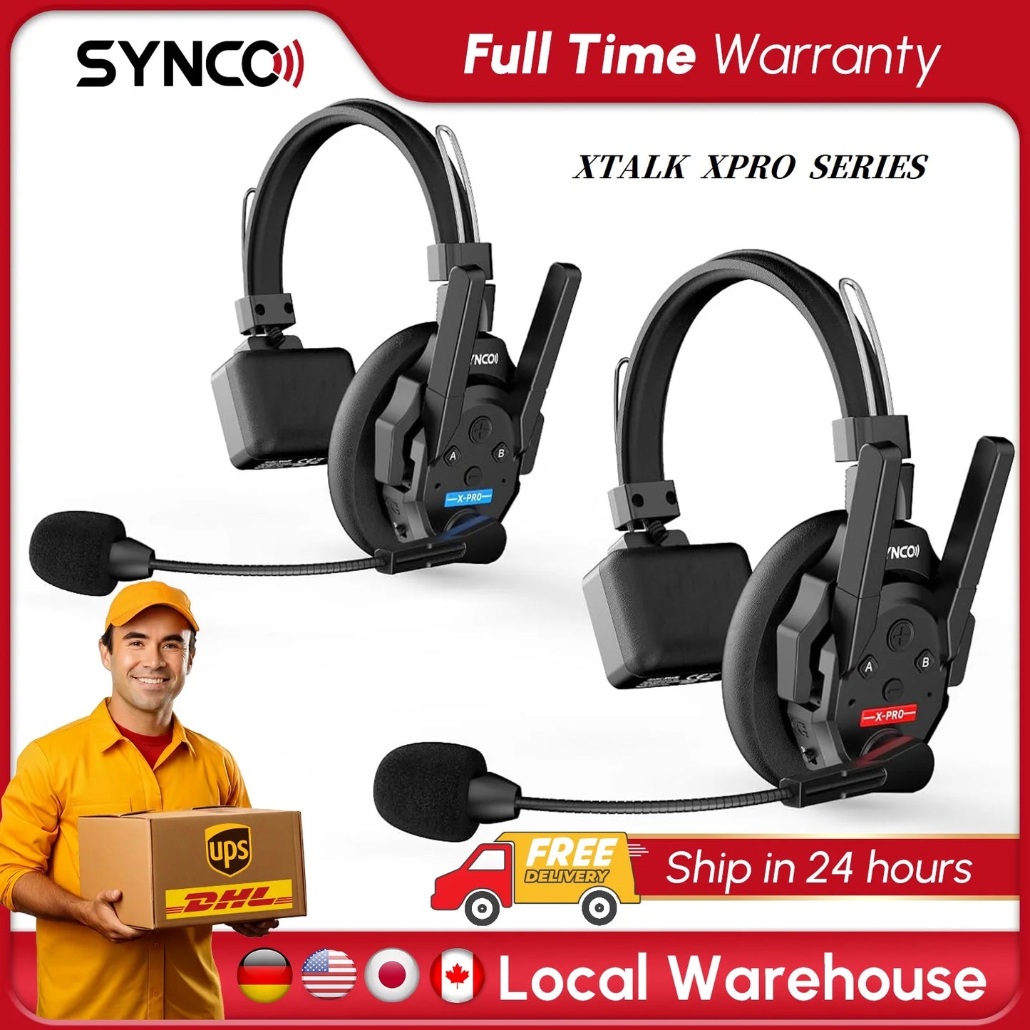 SYNCO XTALK XPRO5 Wireless Intercom Headset With 24 Hour Battery