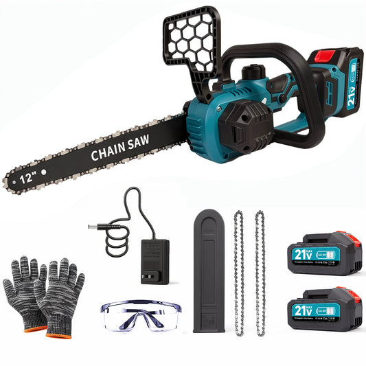 Cordless Electric Chainsaw 21V With Dual 3000mAh Batteries
