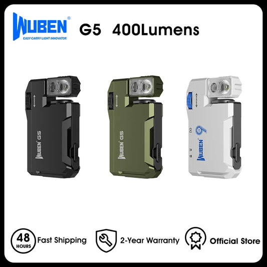 WUBEN G5 Rechargeable EDC Flashlight Dual RGB Light 400 Lumens
