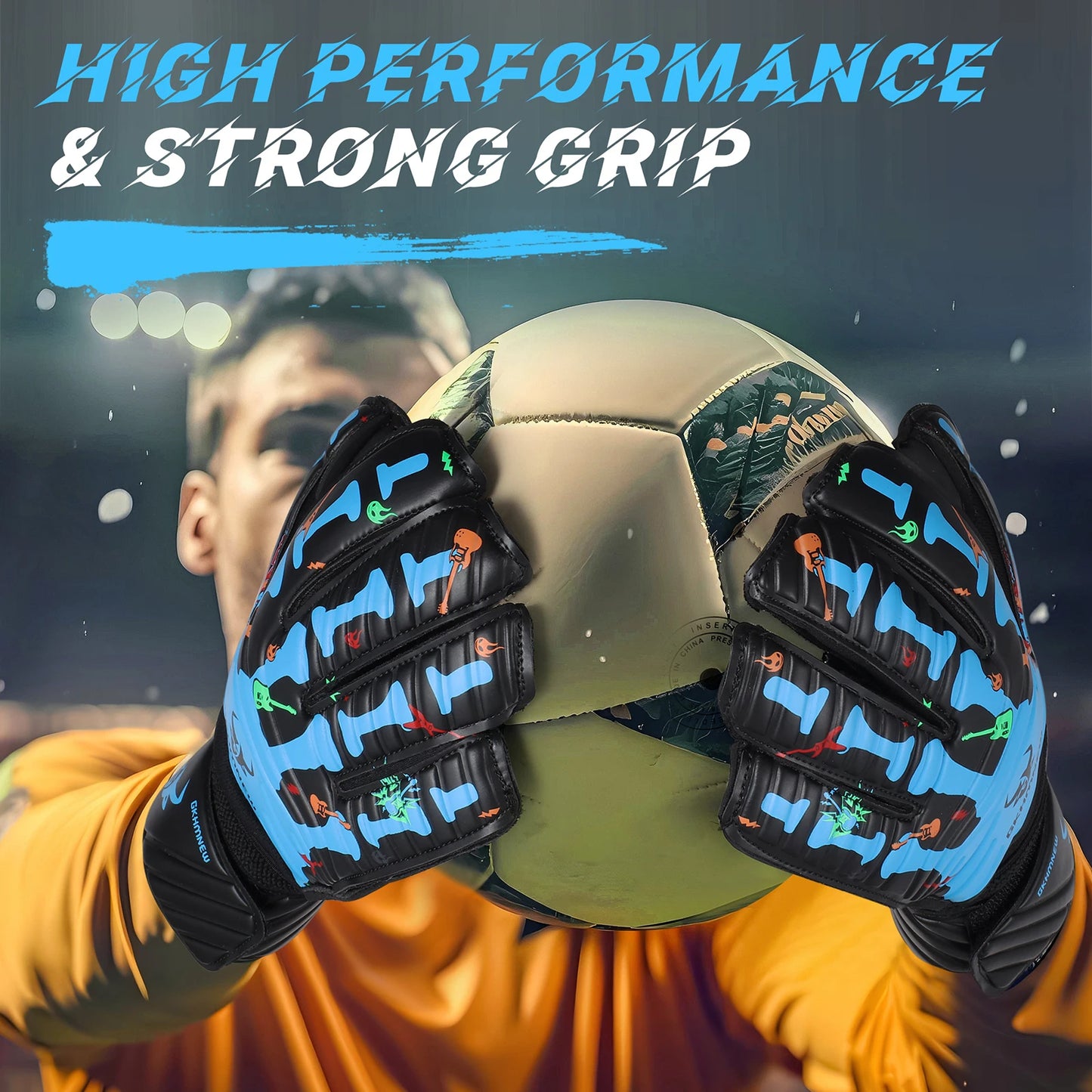 GKHMNEW Goalkeeper Gloves Fingersave 4mm Latex Breathable Soccer