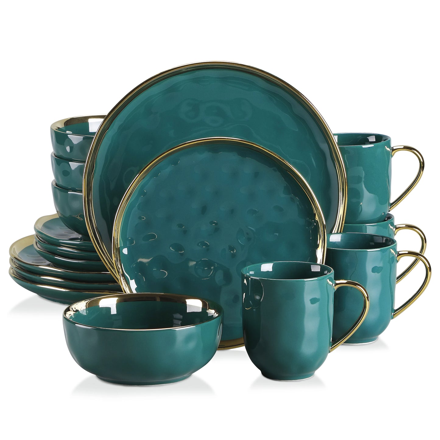 MALACASA Porcelain Dinnerware Set With Gold Trim Ceramic Tableware