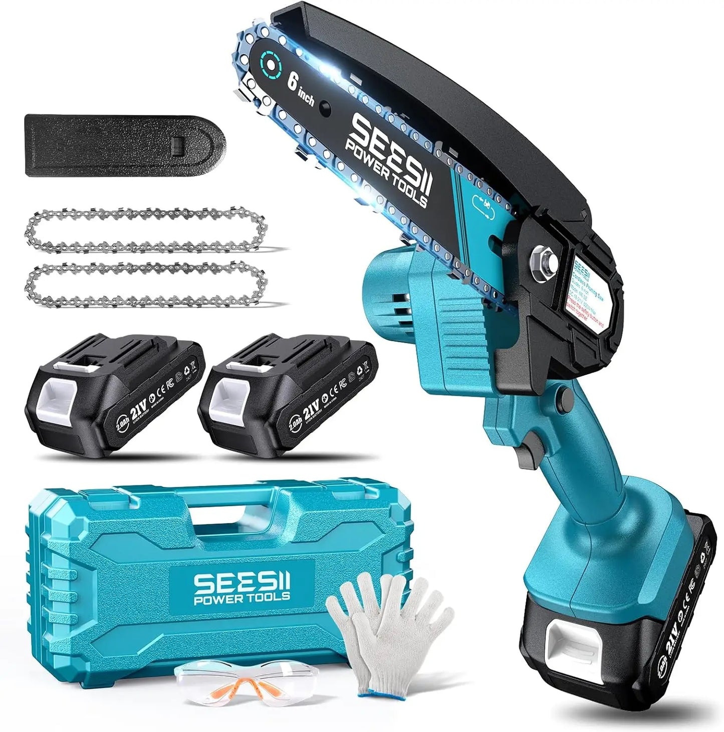 Seesii Cordless Mini Chainsaw Electric Power Chain Saw For Trees