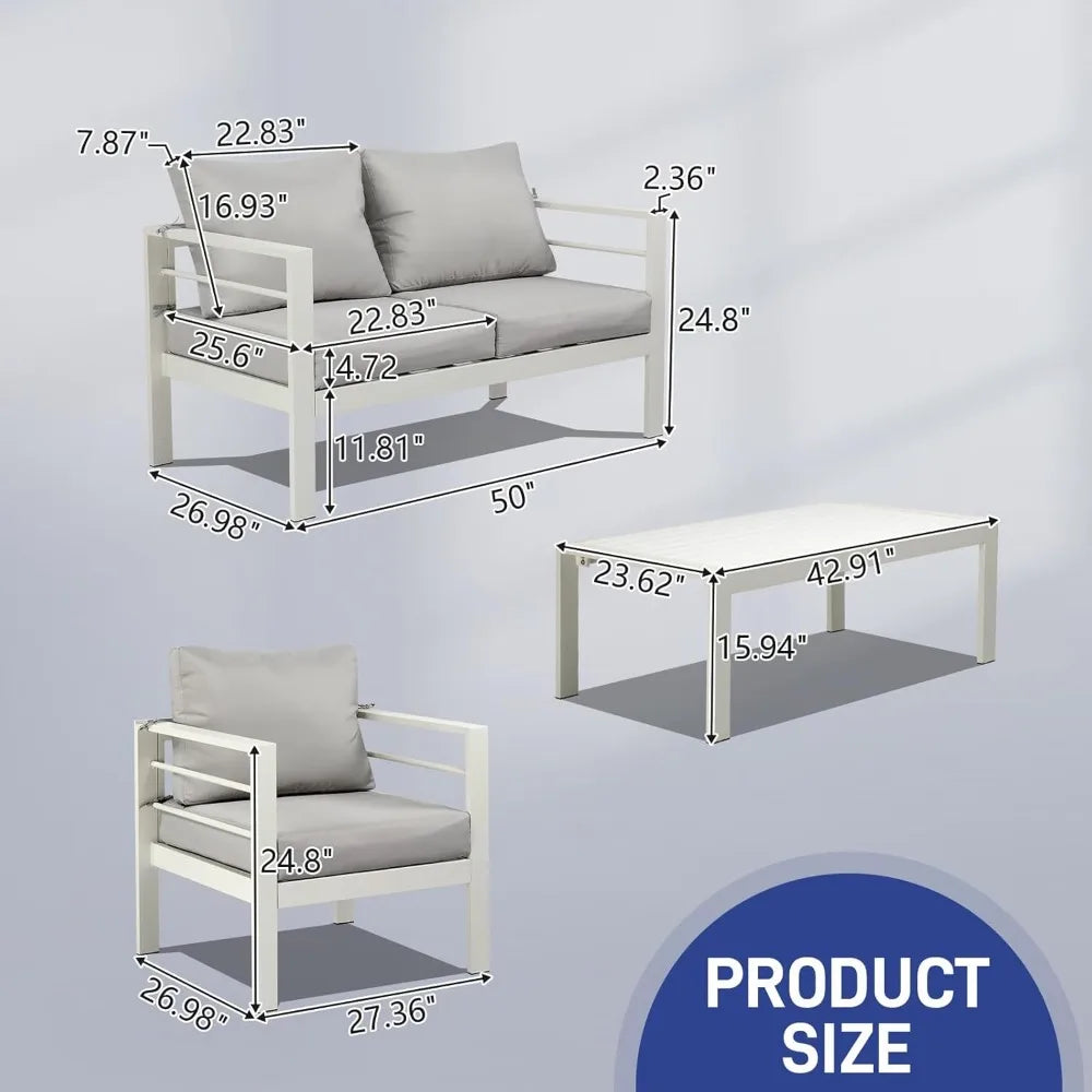 Outdoor Aluminum Patio Furniture Set 4 Pieces Modern Conversation Set