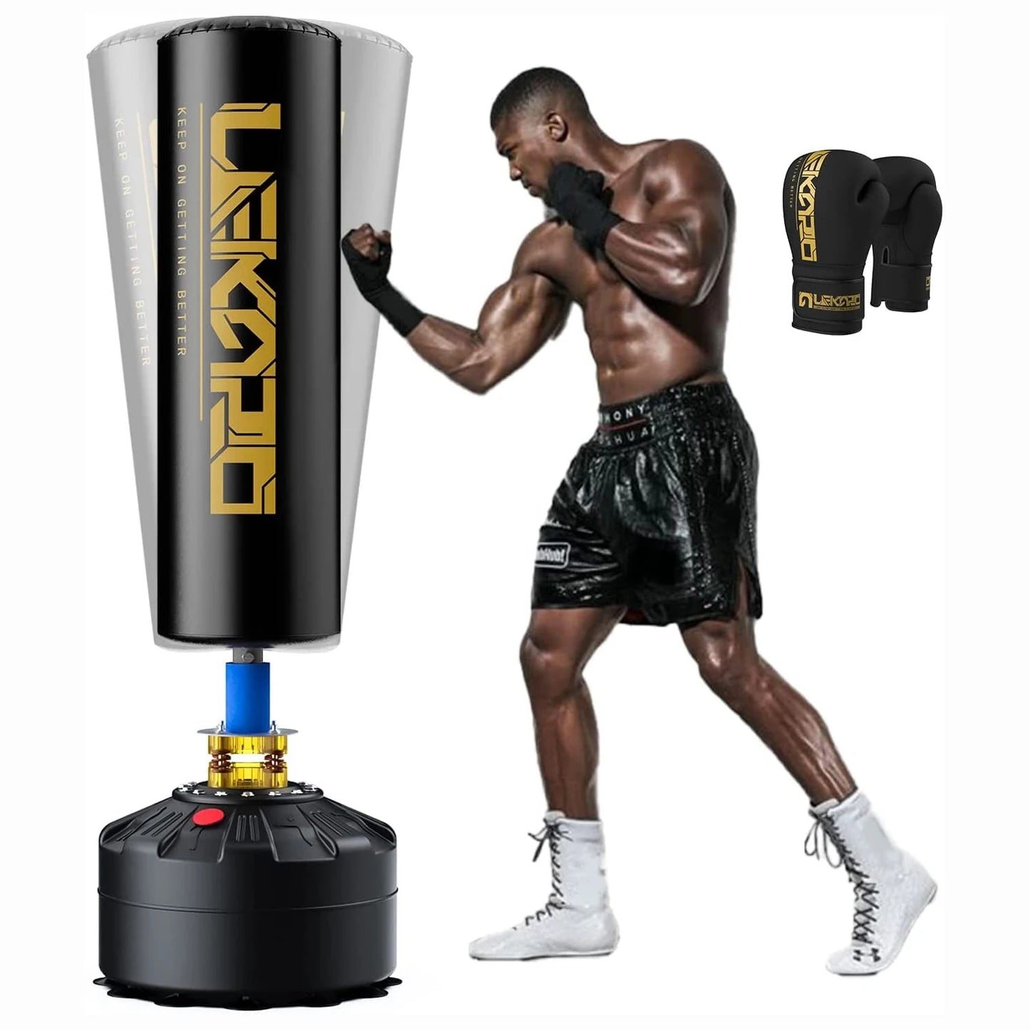 LEKARO Standing Boxing Post With Gloves For Home Training