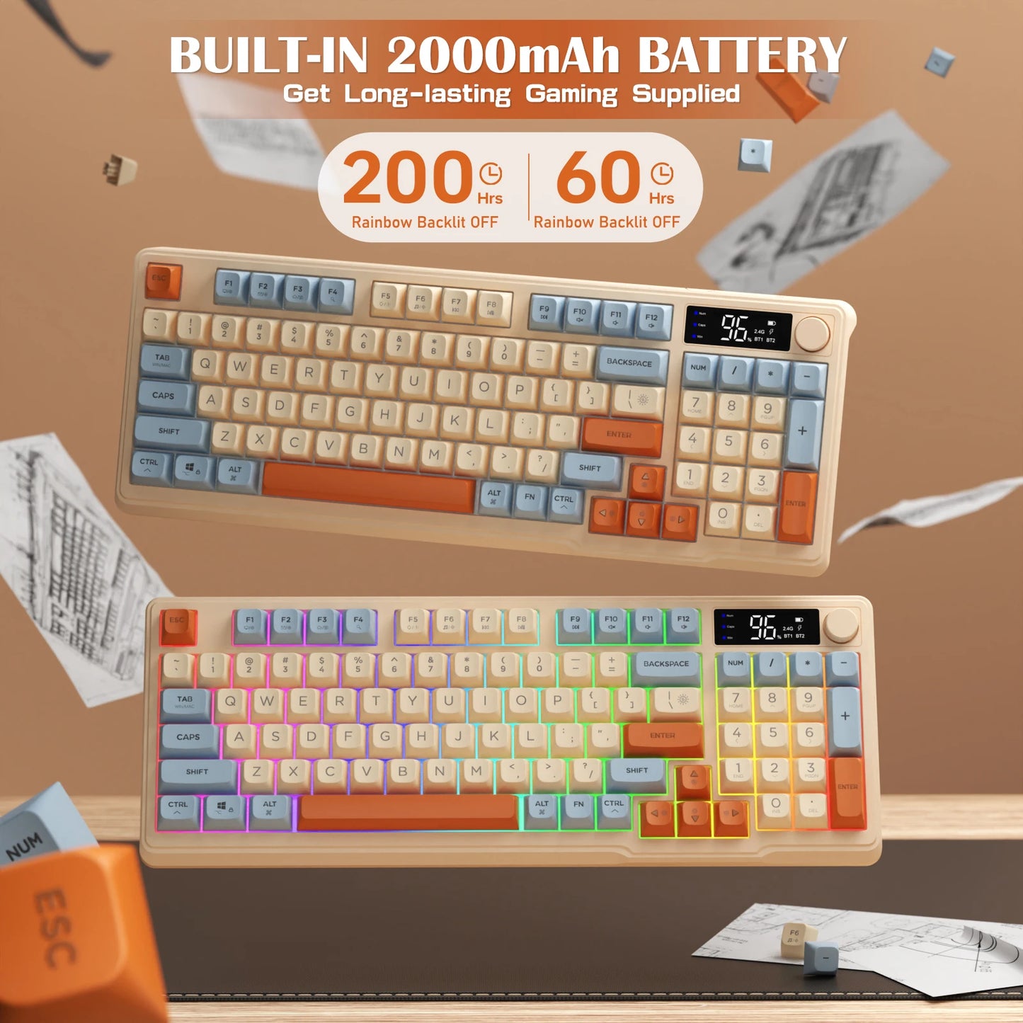 Attack Shark Bluetooth Wireless Gaming Keyboard With Display And Knob