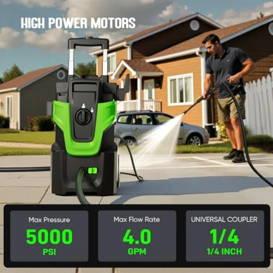 5000 PSI Electric Pressure Washer For Car And Home With Metal Housing