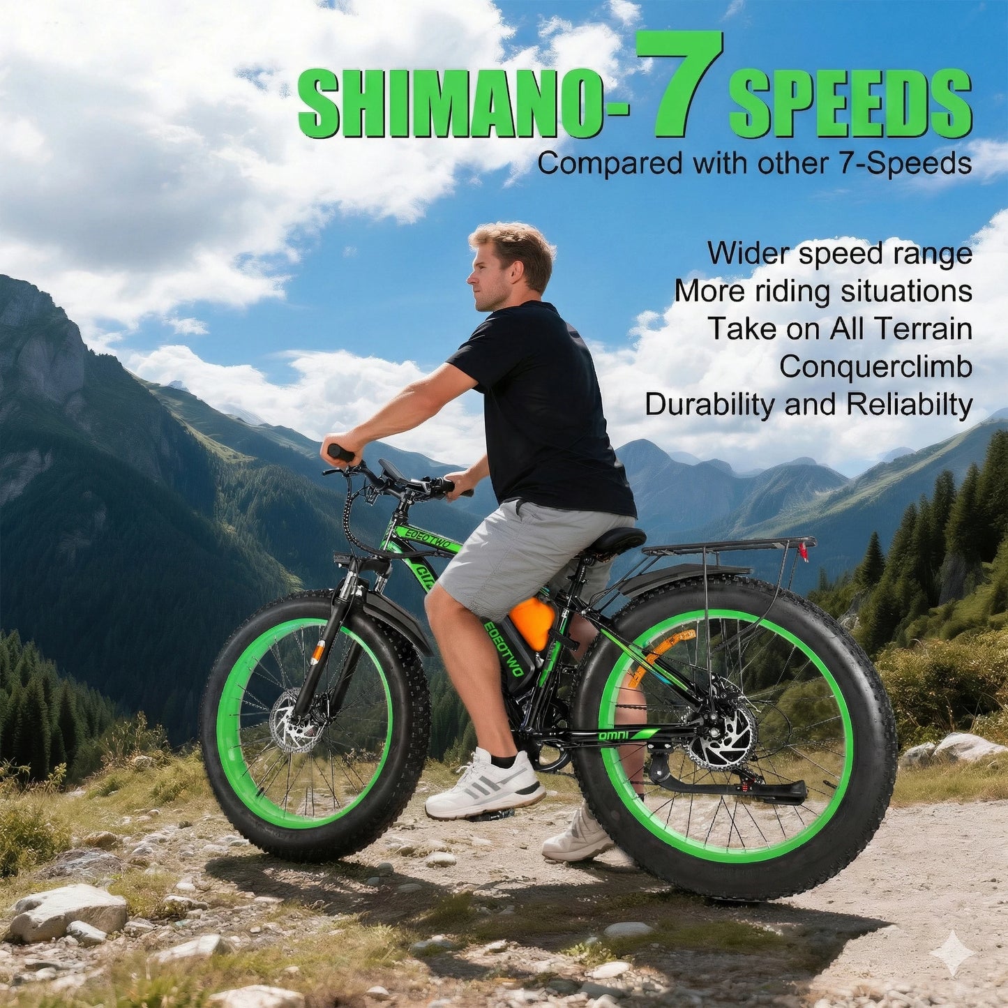 EOEOTWO Fat Tire Electric Bike For Adults 48V Battery 1000W