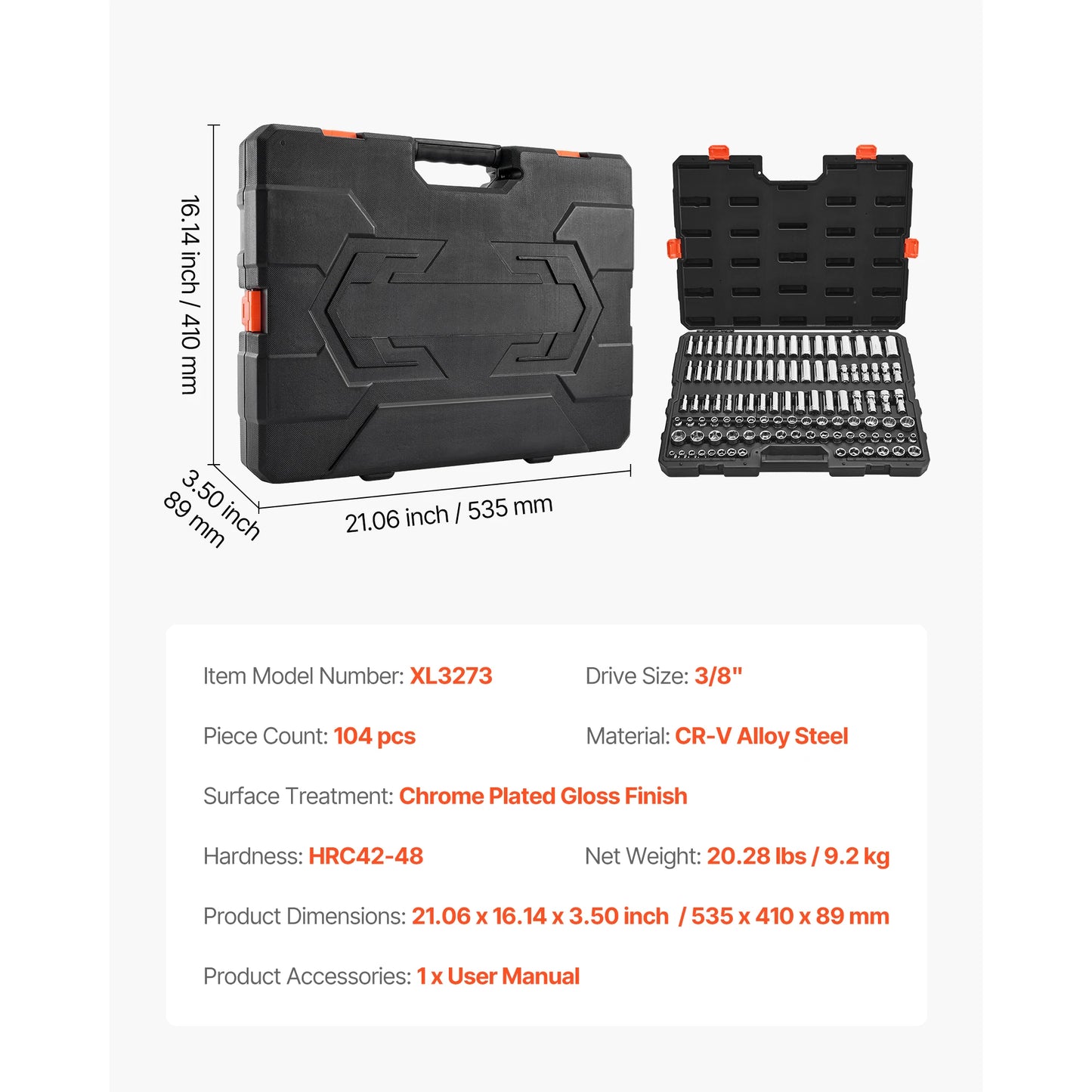 SucceBuy 86 Piece Socket Set With Ratchet Wrench For Mechanic