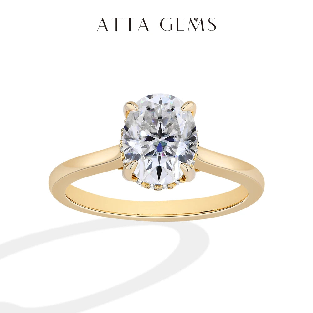 ATTAGEMS Moissanite Ring In Sterling Silver For Women