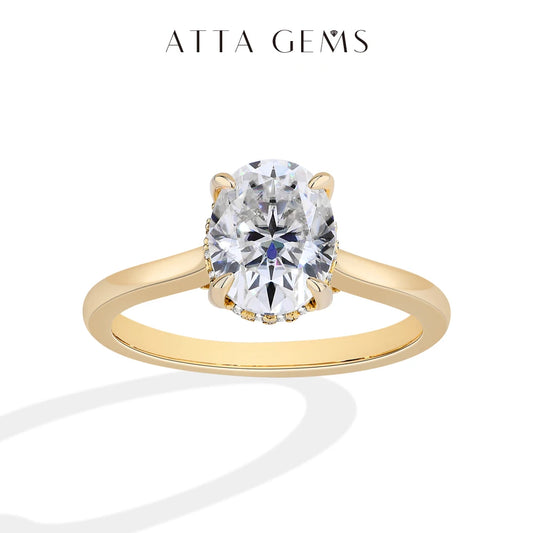 ATTAGEMS Moissanite Ring In Sterling Silver For Women