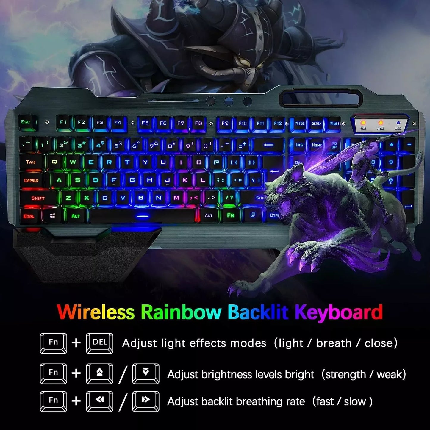 Ziyoulang Wireless Gaming Keyboard And Mouse Set RGB Backlit Pad