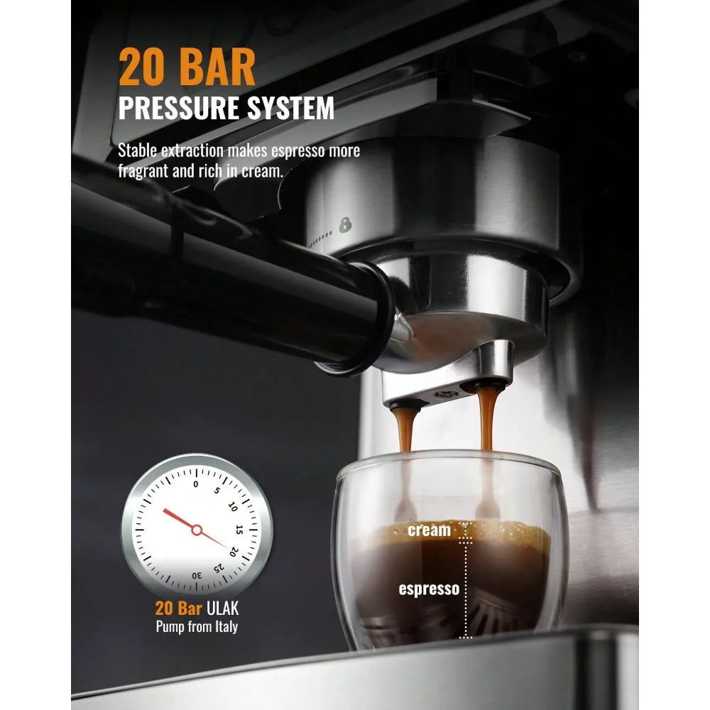 Espresso Machine 20 Bar With Milk Frother Steam Wand