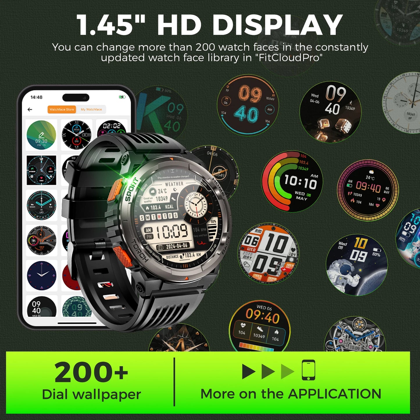 EIGIIS KE5 1.45 Inch Smartwatch 3ATM Waterproof With Compass Altimeter