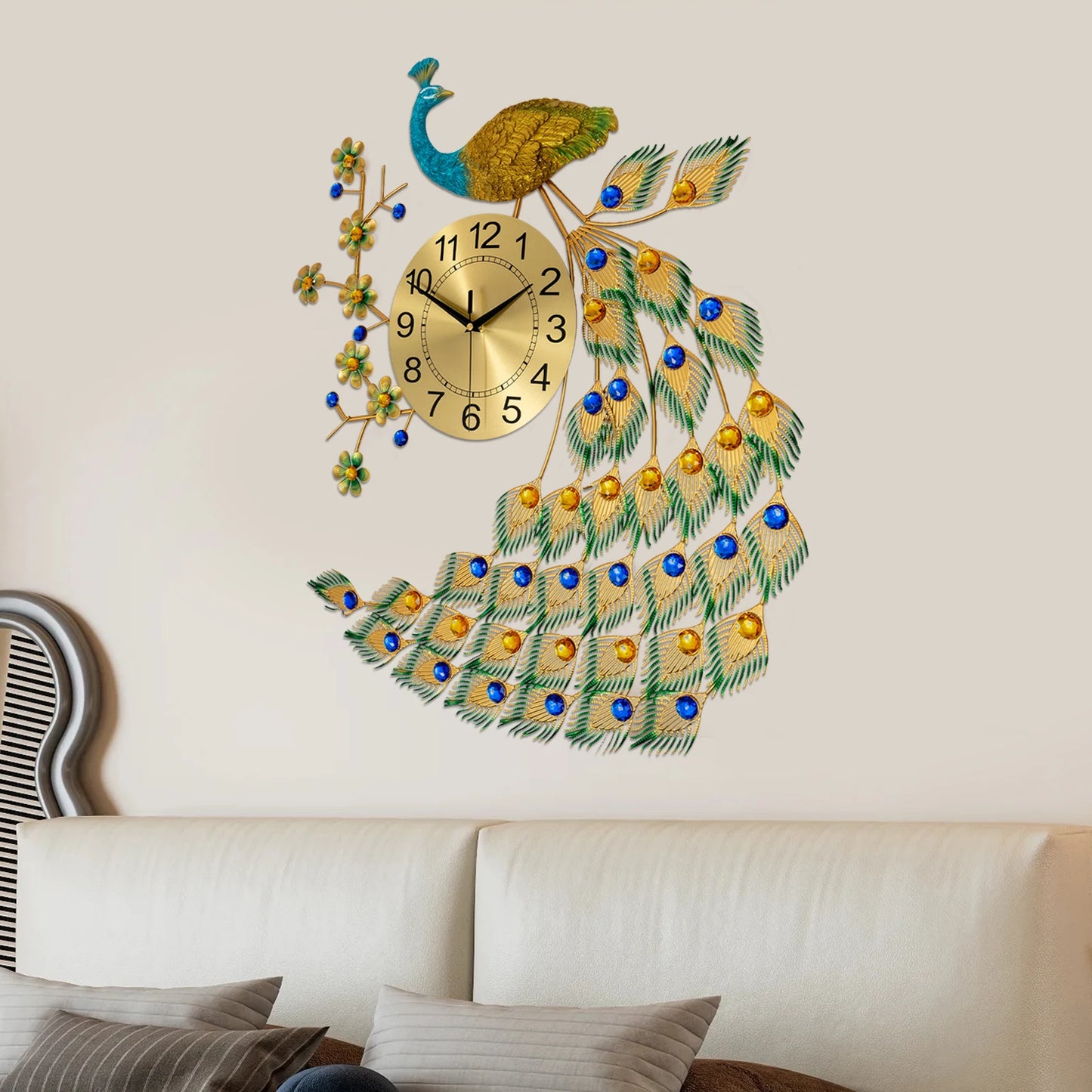 Peacock Wall Clock Modern Art Decoration For Living Rooms
