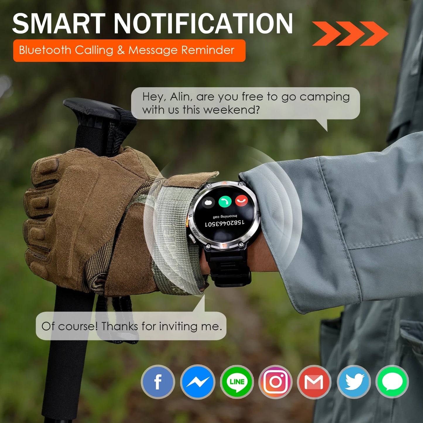 EIGIIS KE3 Bluetooth Call Smartwatch For Men Full Touch Health Monitor