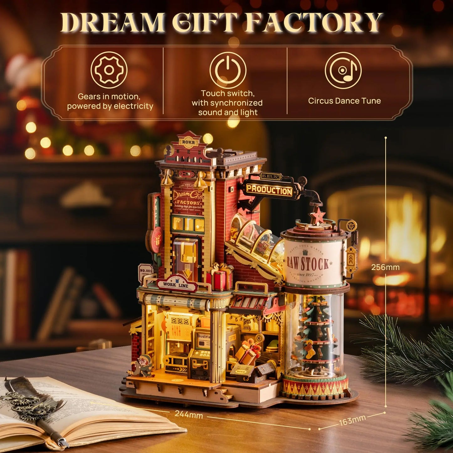 Robotime Rokr Dream Gift Factory 3D Wooden Puzzle With Light