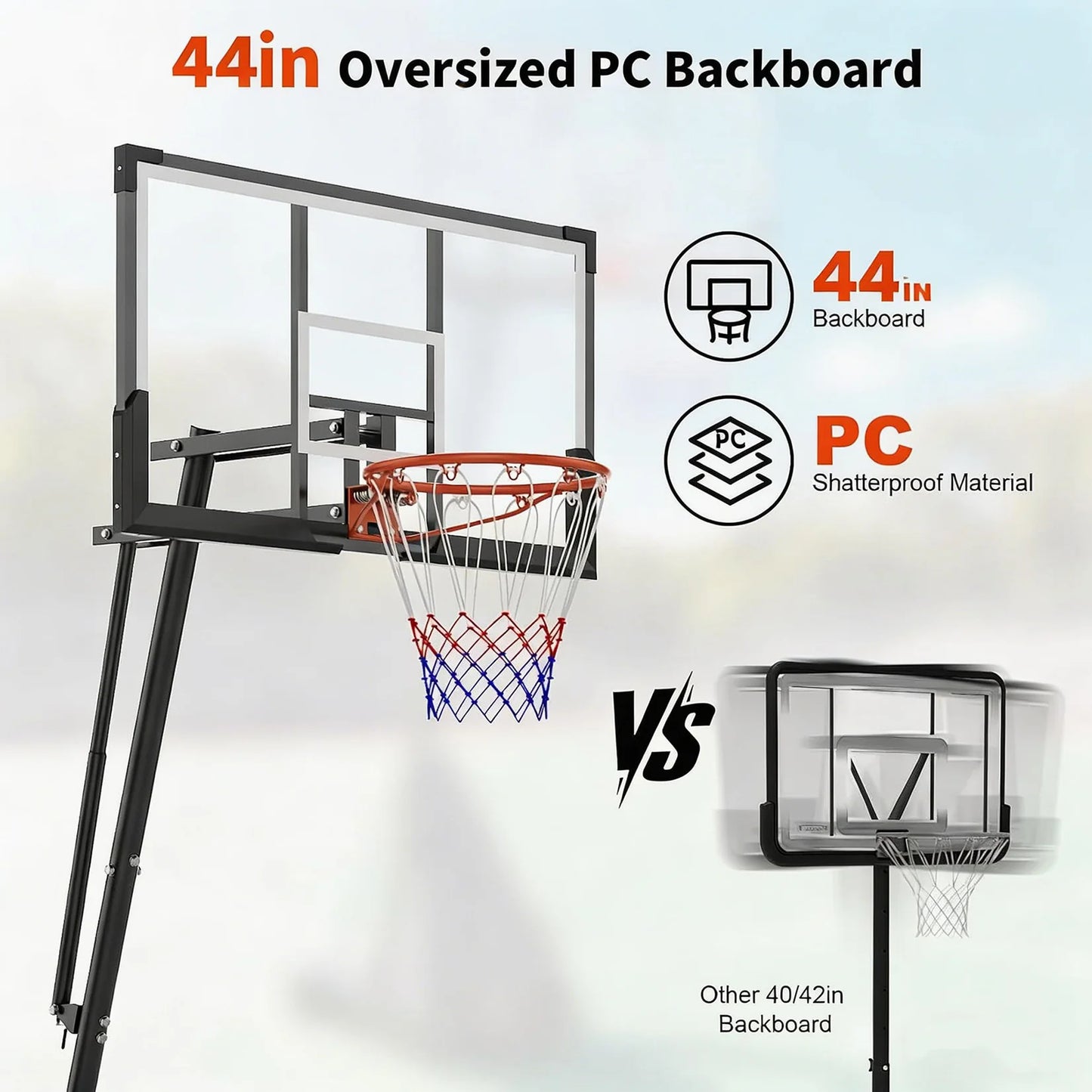 HiMISS Portable Basketball Hoop System with Adjustable Height Outdoor