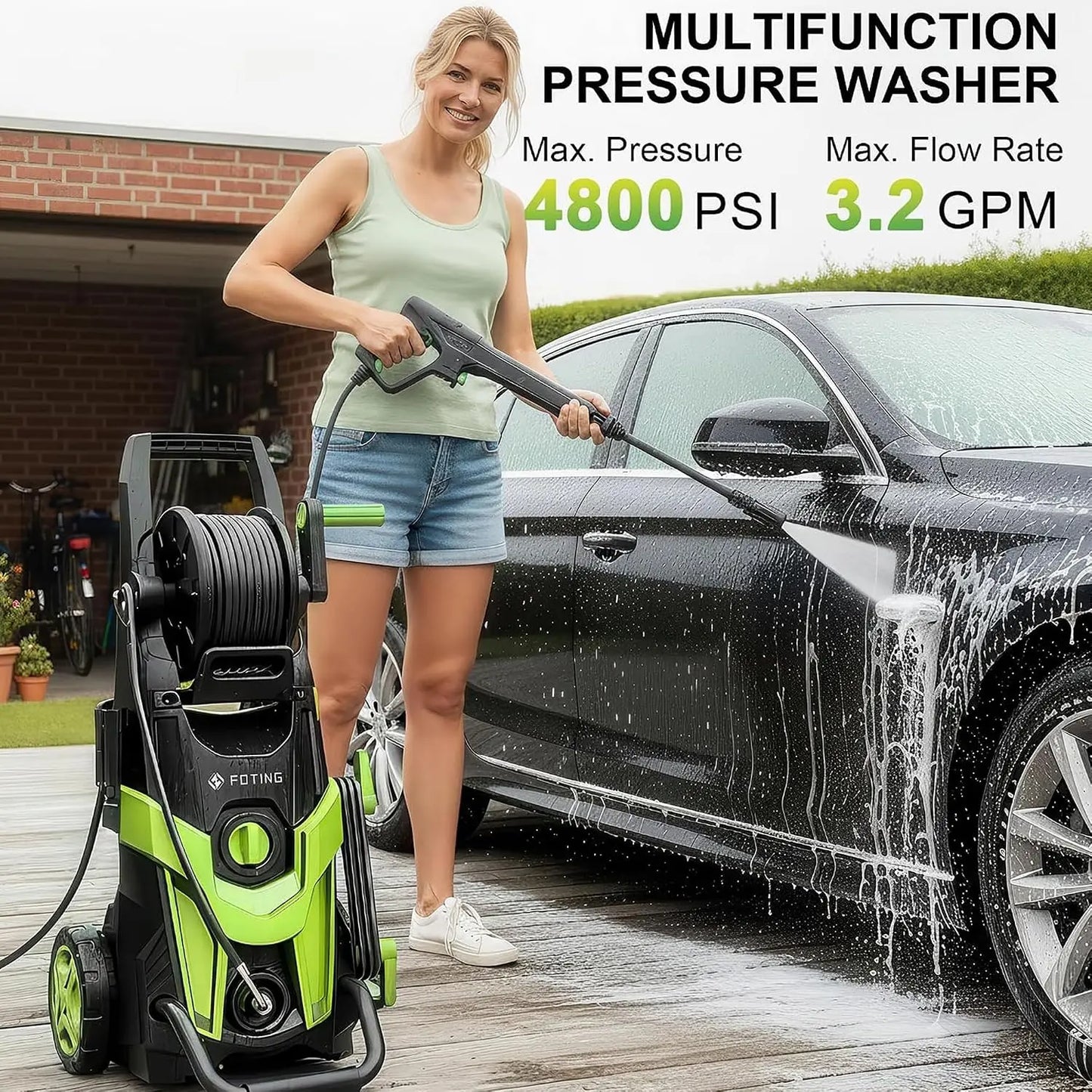 FF FOTING 4800 PSI Pressure Washer With Foam Cannon Nozzles