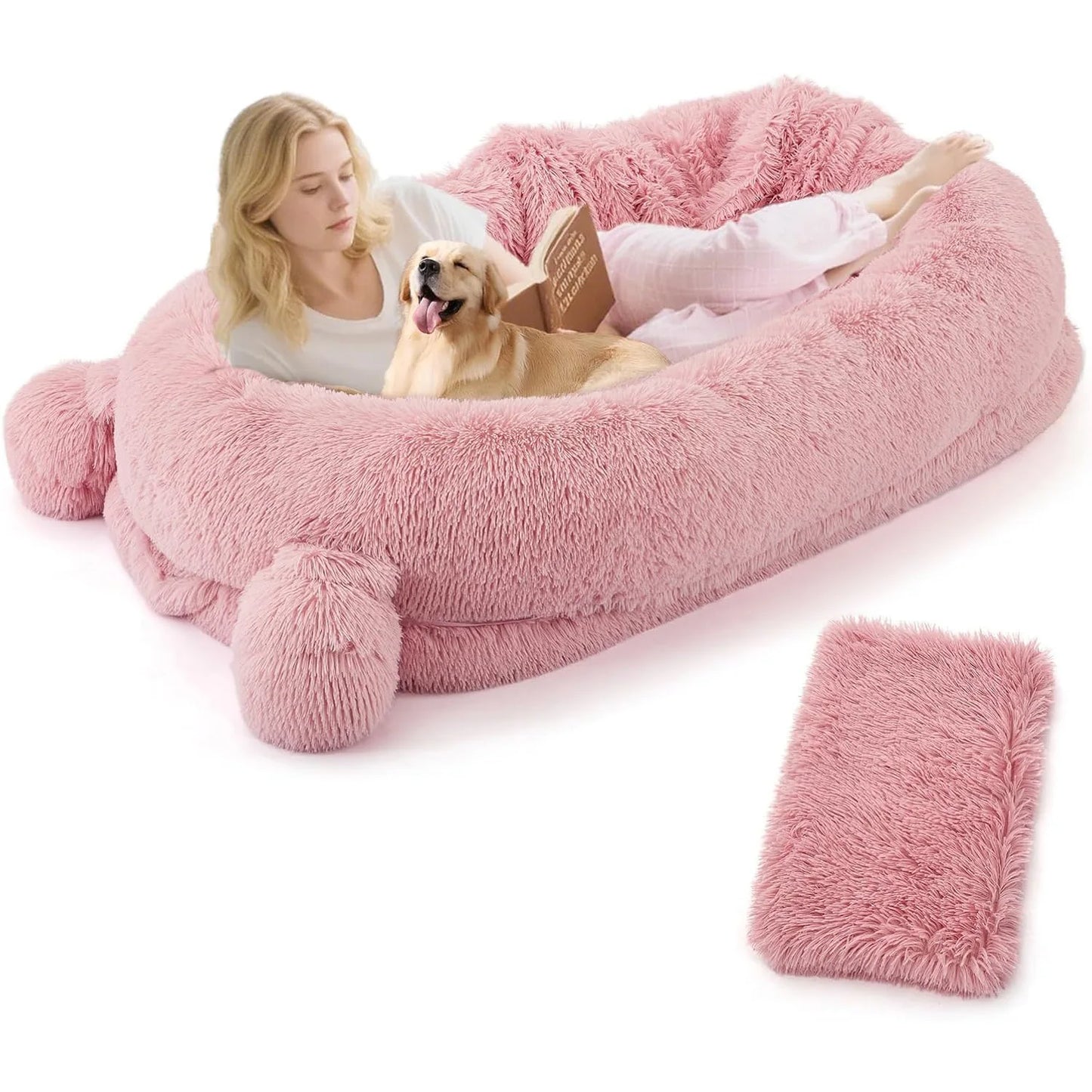 HiMISSCN Dog Bed With Removable Cover, Storage Pockets, Matching Blanket