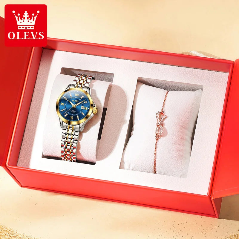 OLEVS 3620 Women Quartz Watch Luxury Diamond Calendar Waterproof