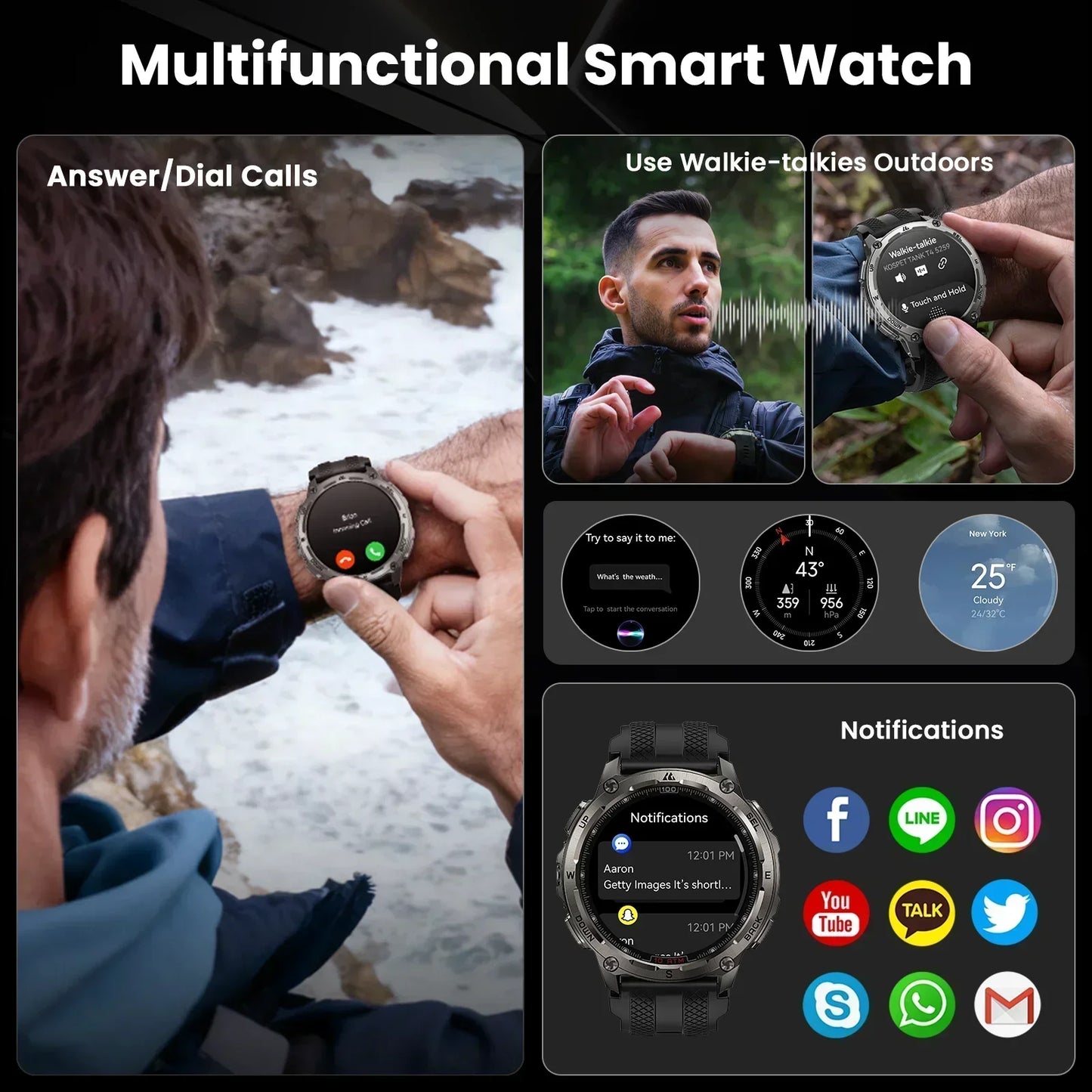 KOSPET Tank T4 Smart Watch For Men GPS HeartRate 10ATM