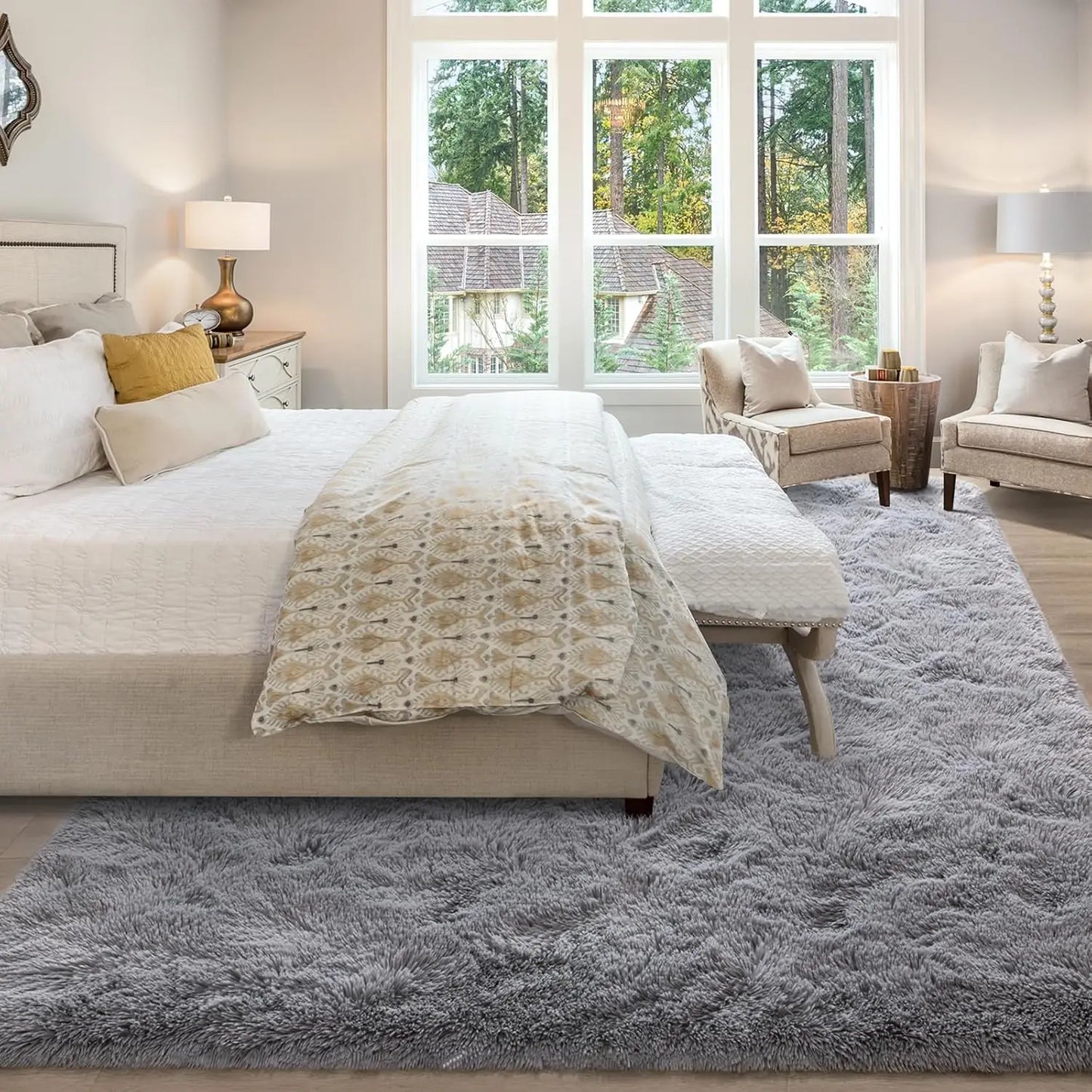 Soft Modern Indoor Shaggy Rug Non Slip Plush Area Carpet For Living Room