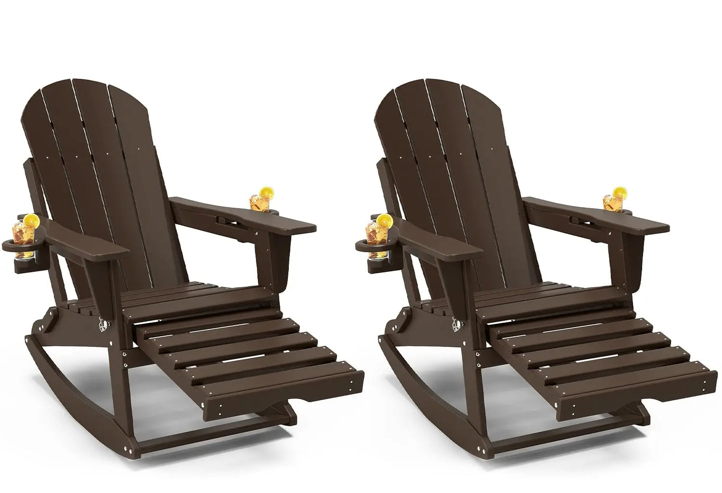 MOYU Adirondack Rocking Chairs Set of 2 With Retractable Ottoman