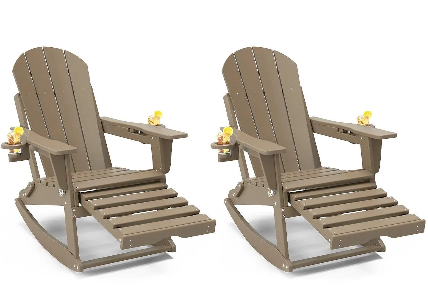 MOYU Adirondack Rocking Chairs Set of 2 With Retractable Ottoman