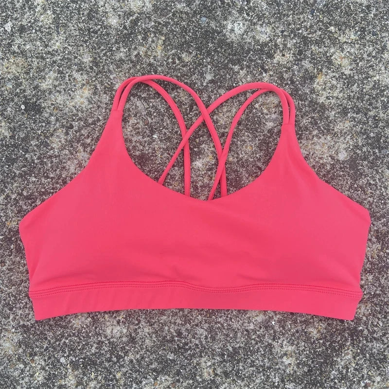 Breathable Women Cross Sports Bra With Chest Pad For Yoga