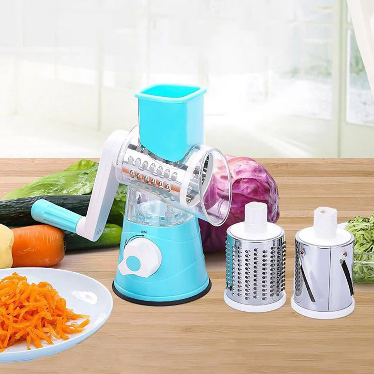 AEHOME Vegetable Slicer Shredder Tool Three Drum Manual Grater