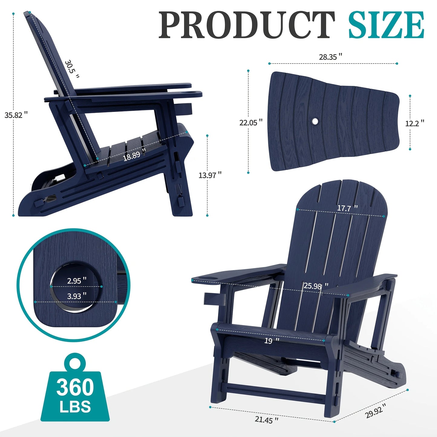 PIYRQ Outdoor All-Weather 2-Person Chair Set With Table And Footrest