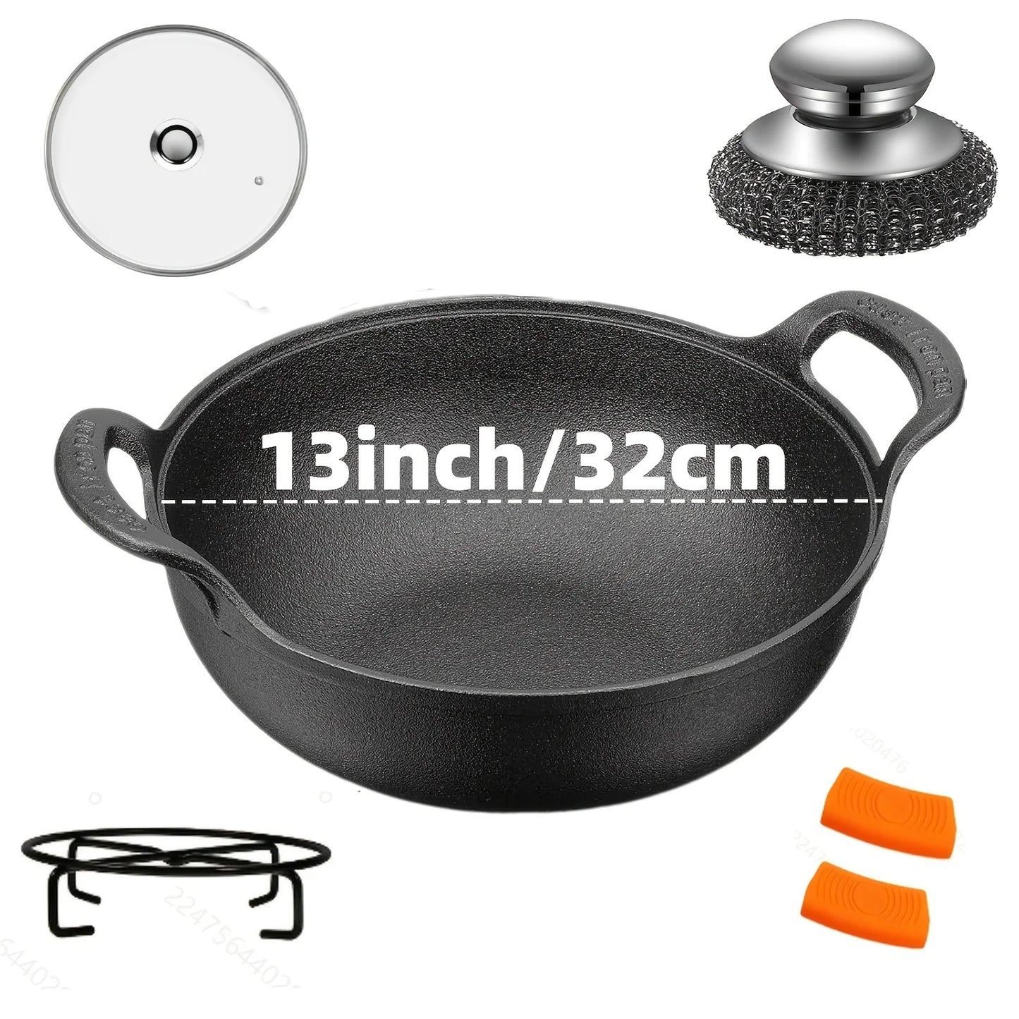 AEDG Three Piece Cast Iron Skillet Set Preseasoned for Oven