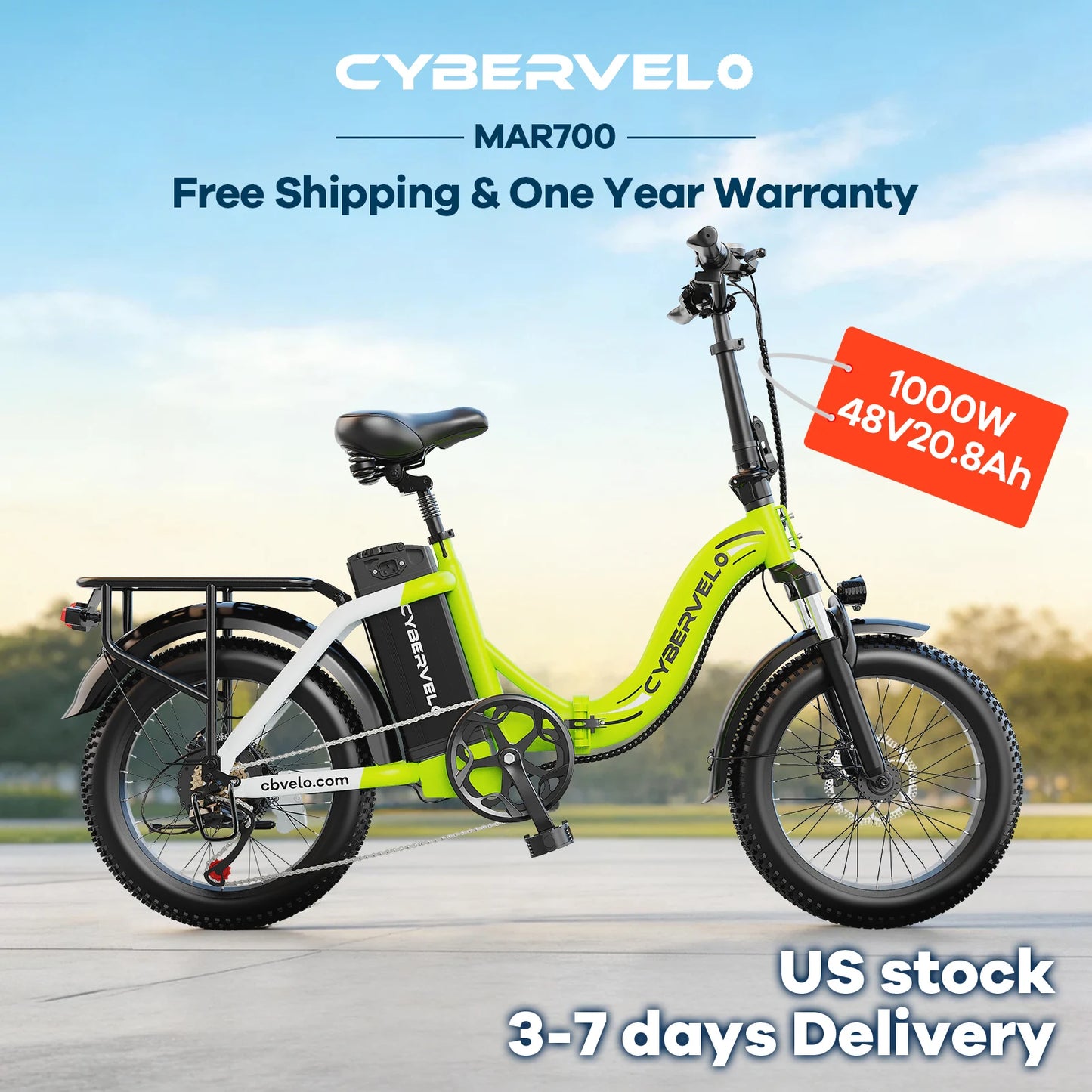 CBVELO Mars700 1000W Fat Tire Foldable Electric Bike