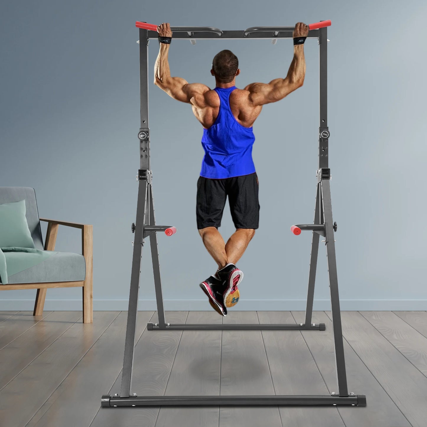 Pull Up Bar Dip Station Power Tower For Home Gym Freestanding 440Lbs Capacity