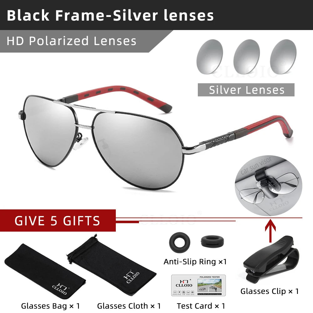 CLLOIO Men Aluminum Polarized Sunglasses Driving Glasses