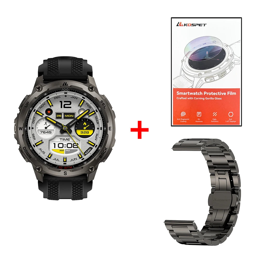 KOSPET Tank T4 Smart Watch For Men GPS HeartRate 10ATM
