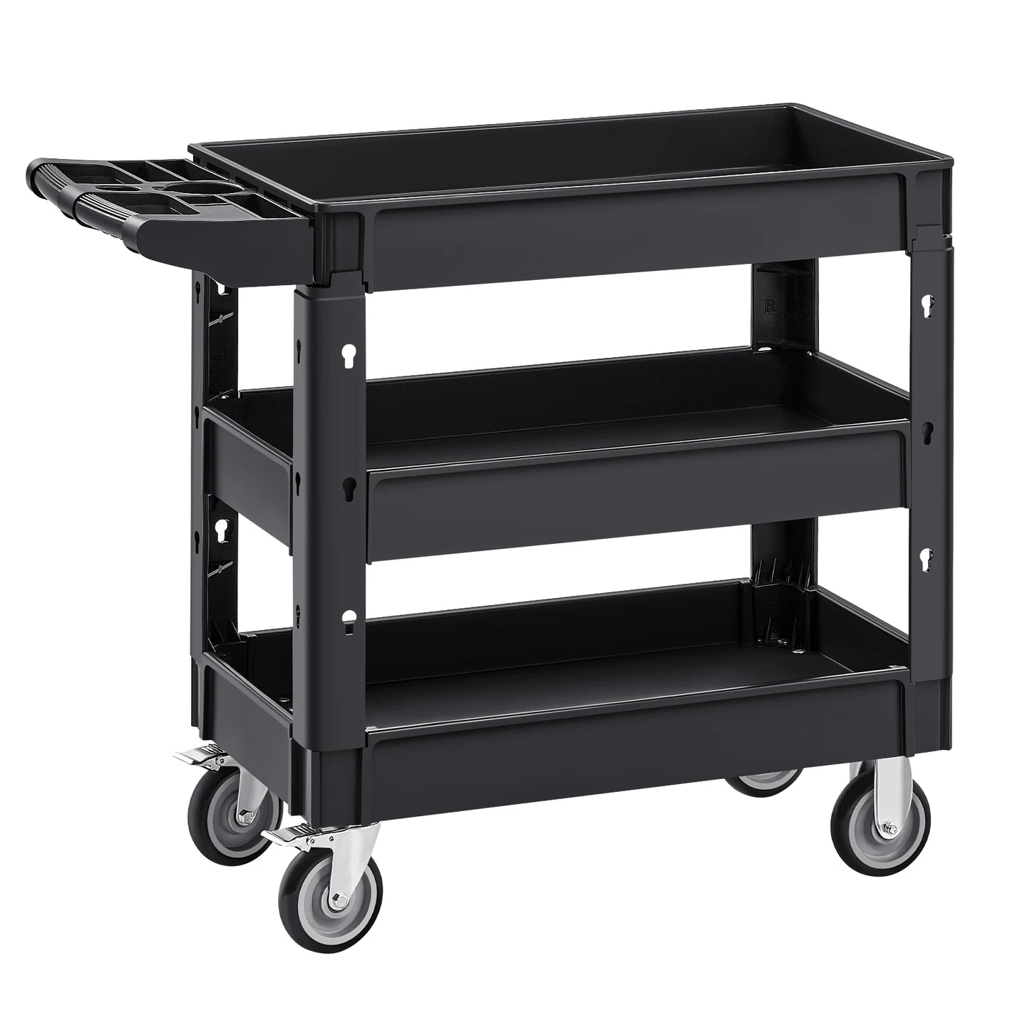 SucceBuy 3-Tier Utility Cart With 360 Degree Swivel Wheels And Ergonomic Handle
