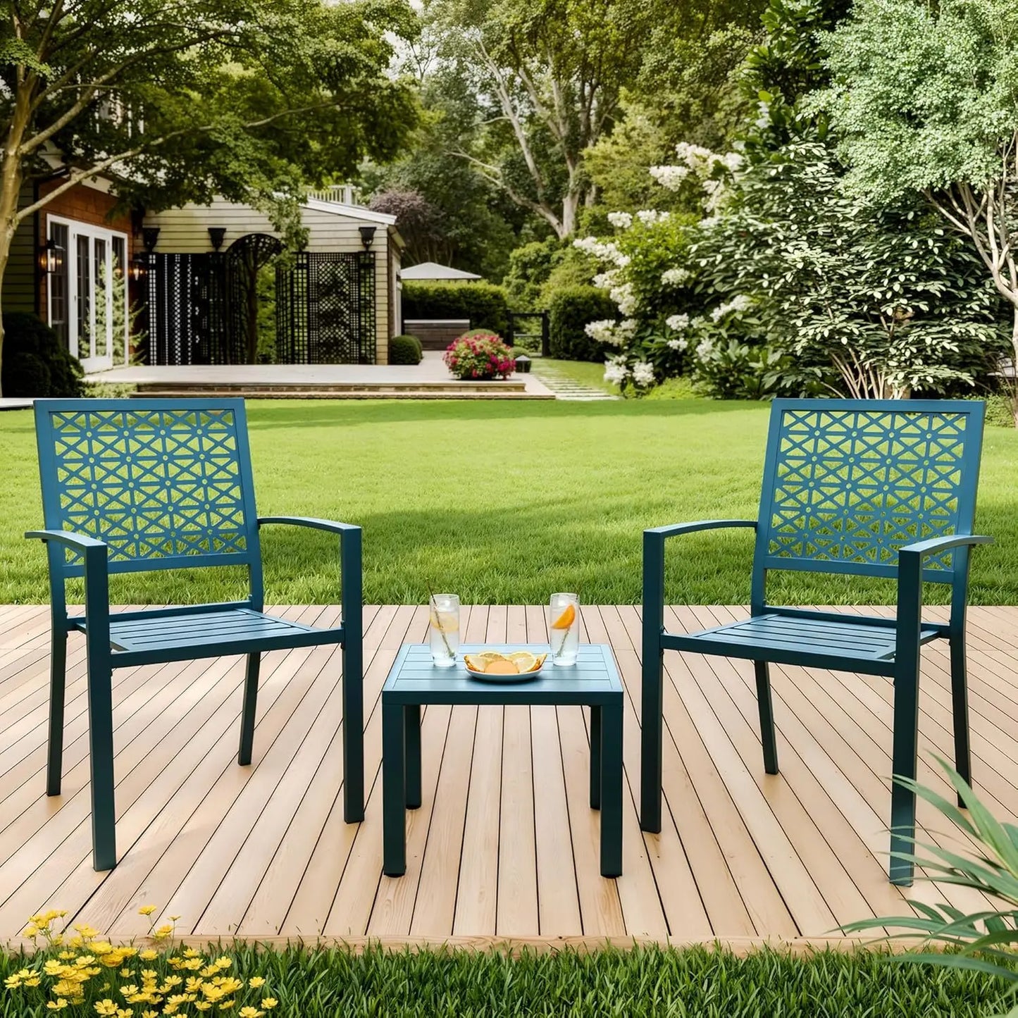 TWISTER.CK Patio Bistro Set 3 Piece Table and Chairs