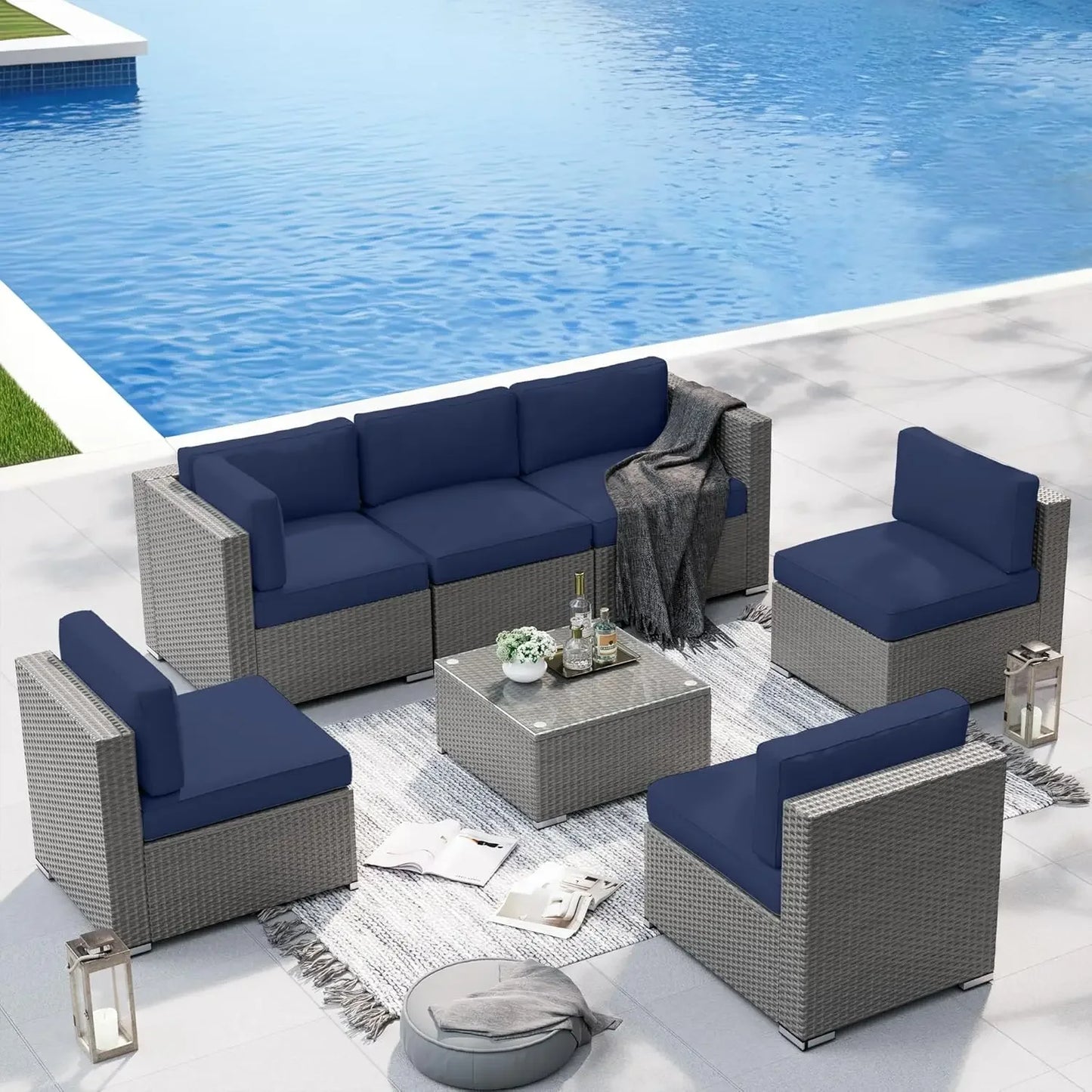 Outdoor Patio Furniture Set With Conversation Sofa And Coffee Table
