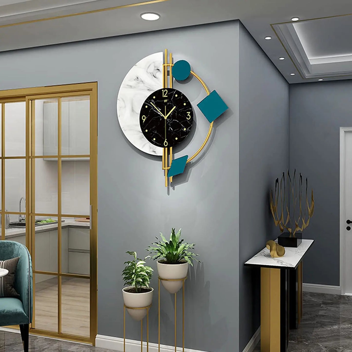Marble Nordic Style Luxury Wall Clock Silent Battery Operated