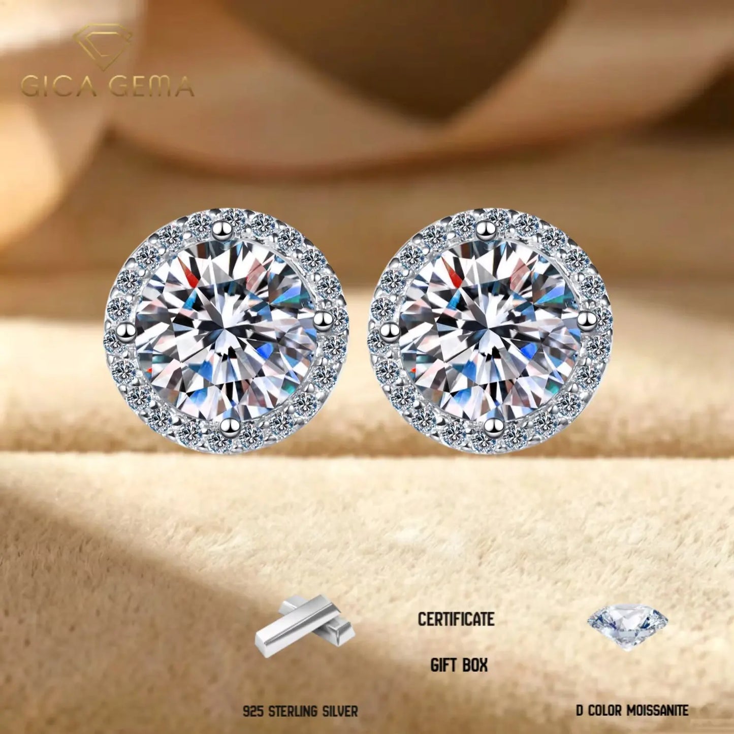 Multi Color Moissanite Stud Earrings Sterling Silver Jewelry For Women
