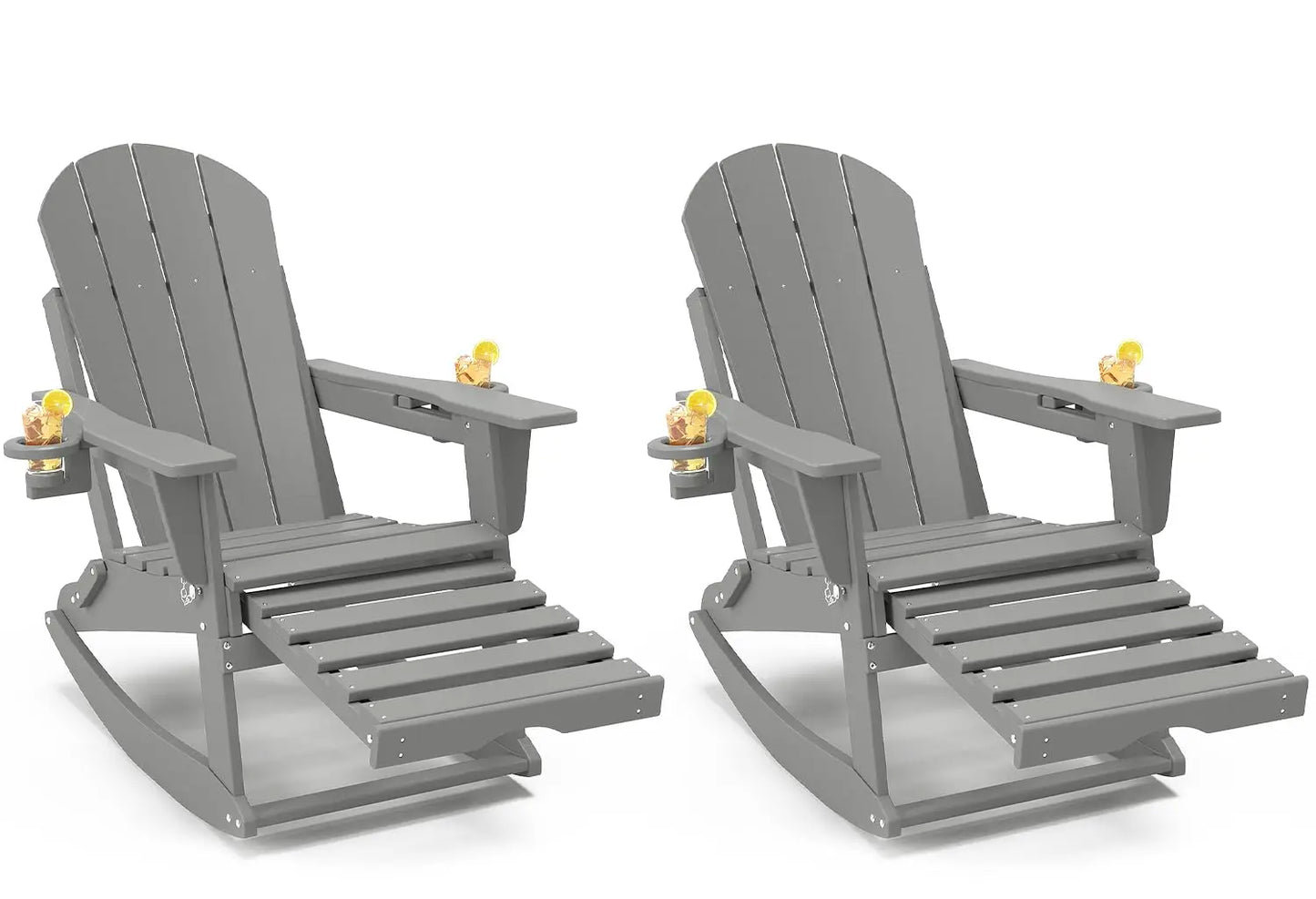 MOYU Adirondack Rocking Chairs Set of 2 With Retractable Ottoman