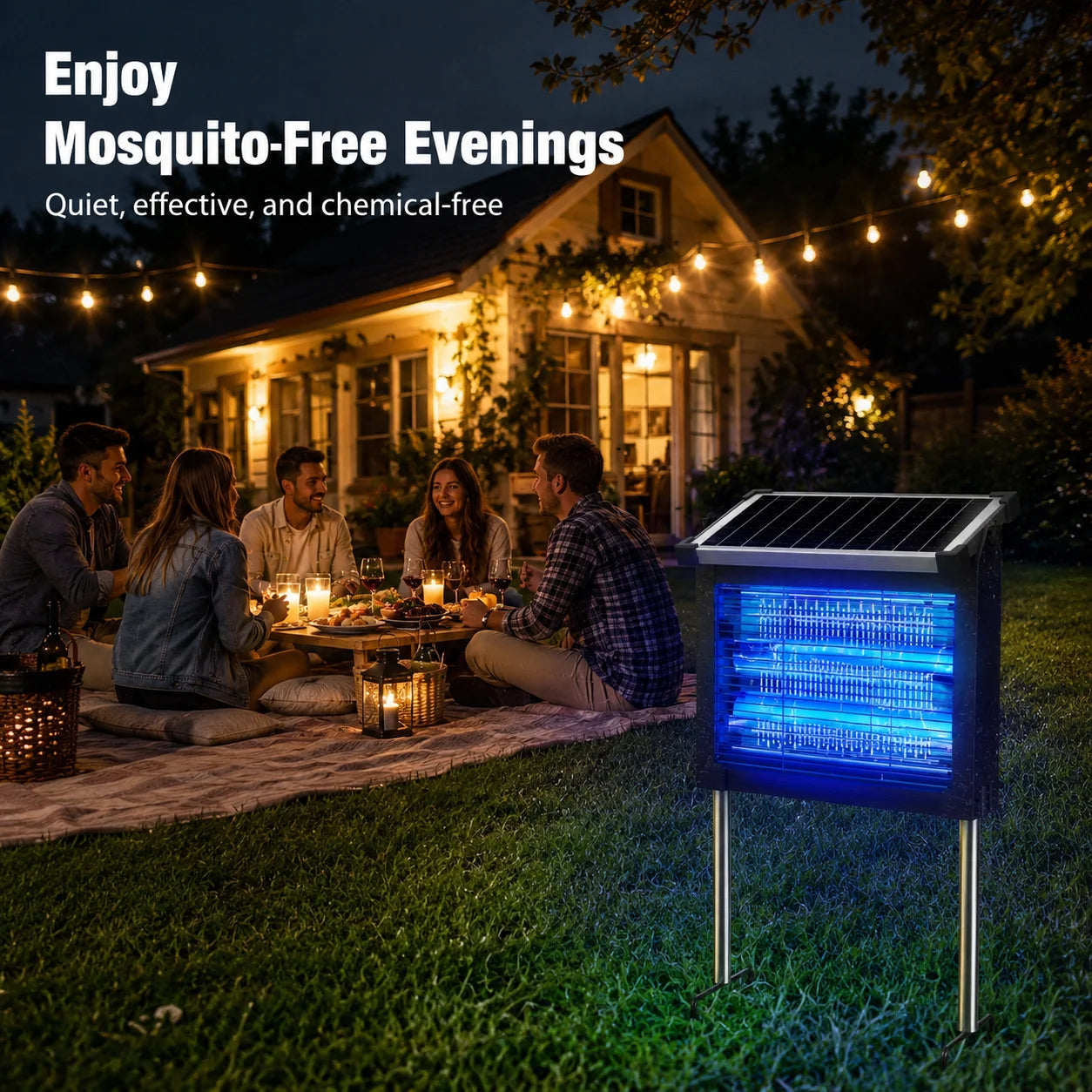 Solar Bug Zapper Outdoor 4500V Mosquito Killer Rechargeable