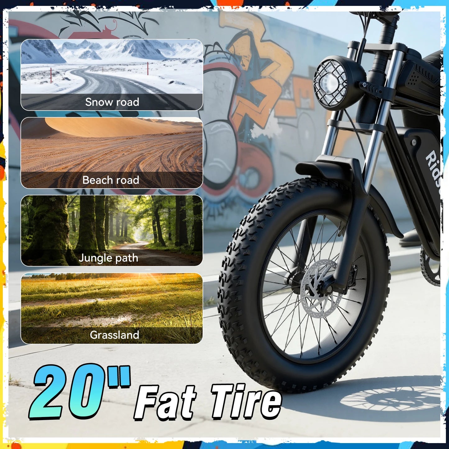 RIDSTAR Q30 2000W Electric Bike 48V 20Ah Fat Tire Cruiser