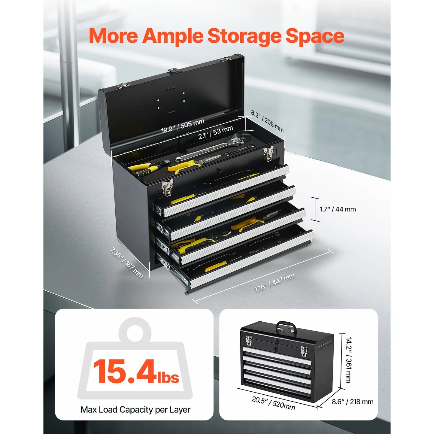 SucceBuy Metal Tool Box With Locking Drawers for Workshop Organization